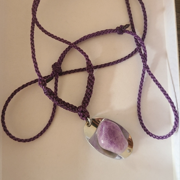 Handmade Adjustable Necklace Color: Purple - Picture 4 of 4